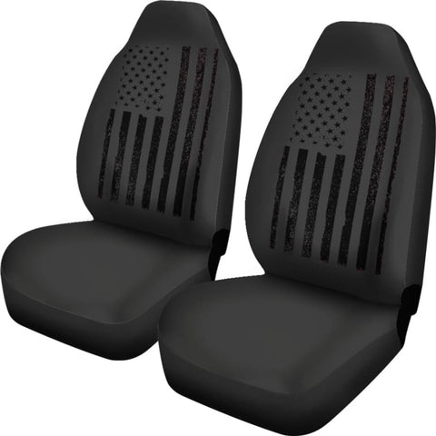 USA Flag Black Car Seat Covers Set - July 4th Gift