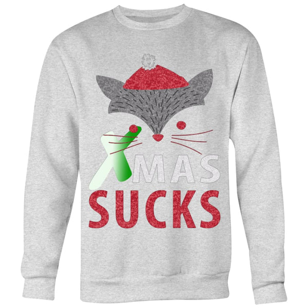 Xmas Sucks Christmas Sweater For Men Women (5 Colors) - Crewneck Sweatshirt / Heather Grey / S