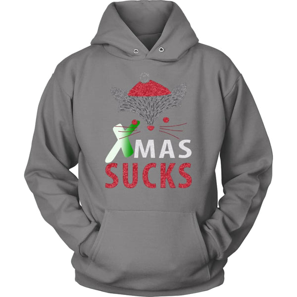 Xmas Sucks - Ugly Christmas Sweater Unisex Hoodie (12 Colors) - Grey / S