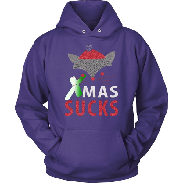 Xmas Sucks - Ugly Christmas Sweater Unisex Hoodie (12 Colors) - Purple / S